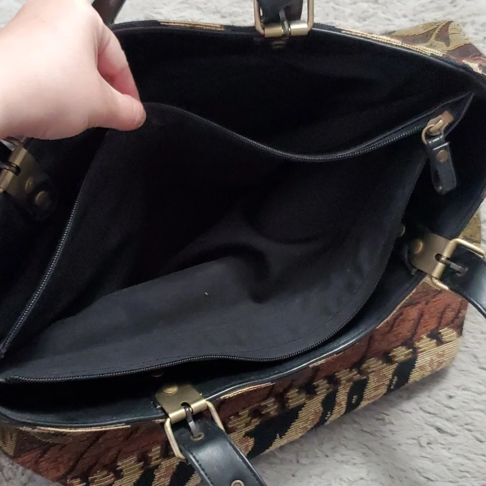 Vintage Naturalizer leaves pattern large tote bag